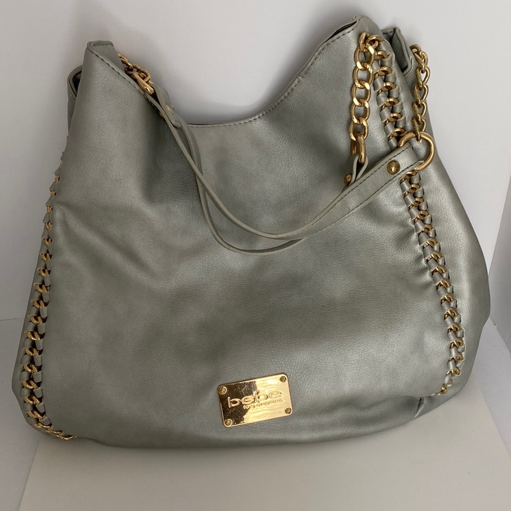 Bebe Shoulder Bag Silver with Gold